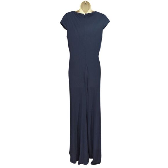 Mac Duggal Cap Sleeve Twist Front Jersey Column Gown in Navy NWOT Size 8 - Picture 5 of 6